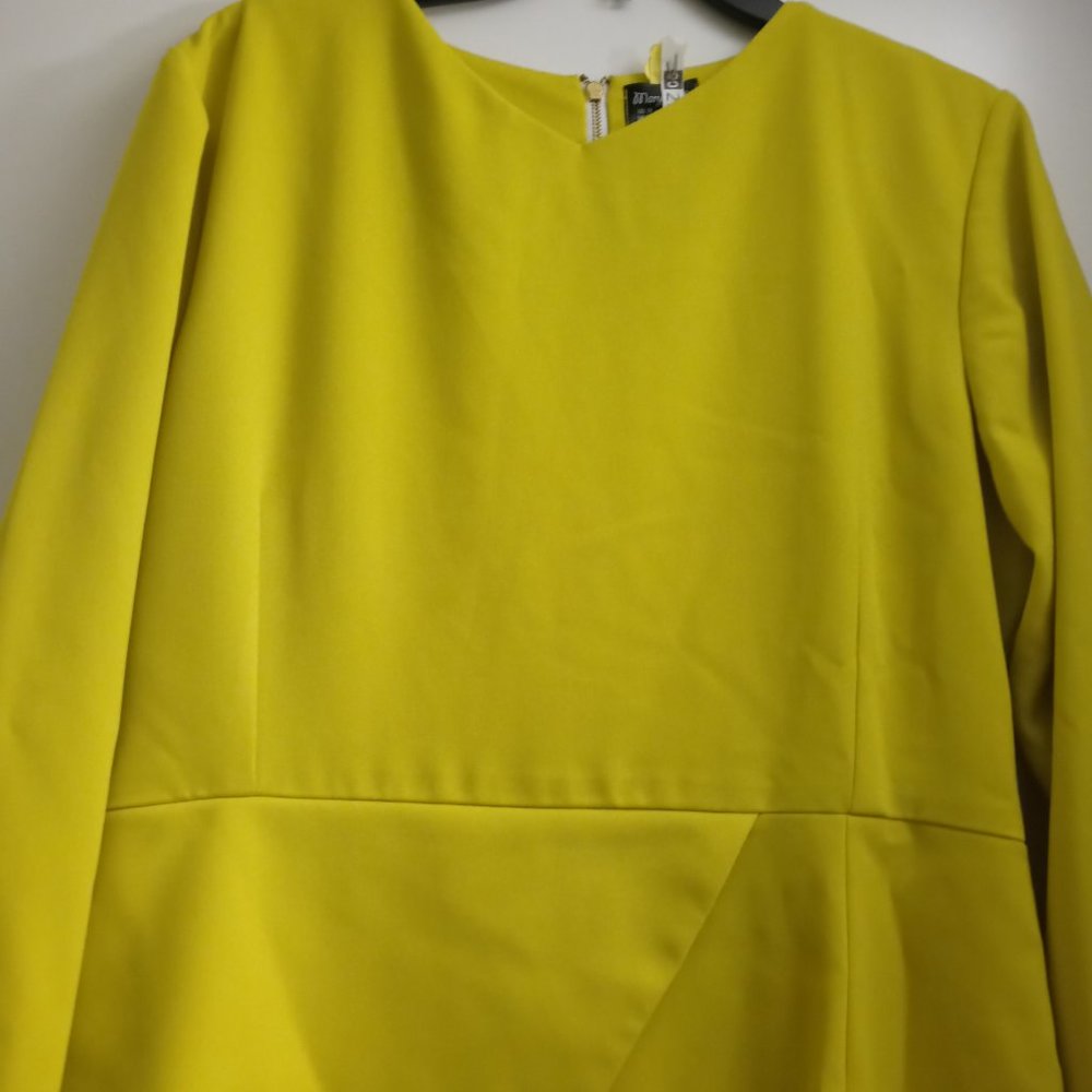 Yellow Side waist long sleeve dress